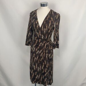 Diane Von Furstenberg brown print wrap dress
